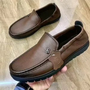 Mocassin homme cuir souple marron Dolcino – vue latérale