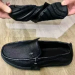 Semelle flexible antidérapante – mocassin cuir noir Dolcino