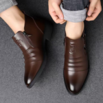 Bottine homme en cuir marron