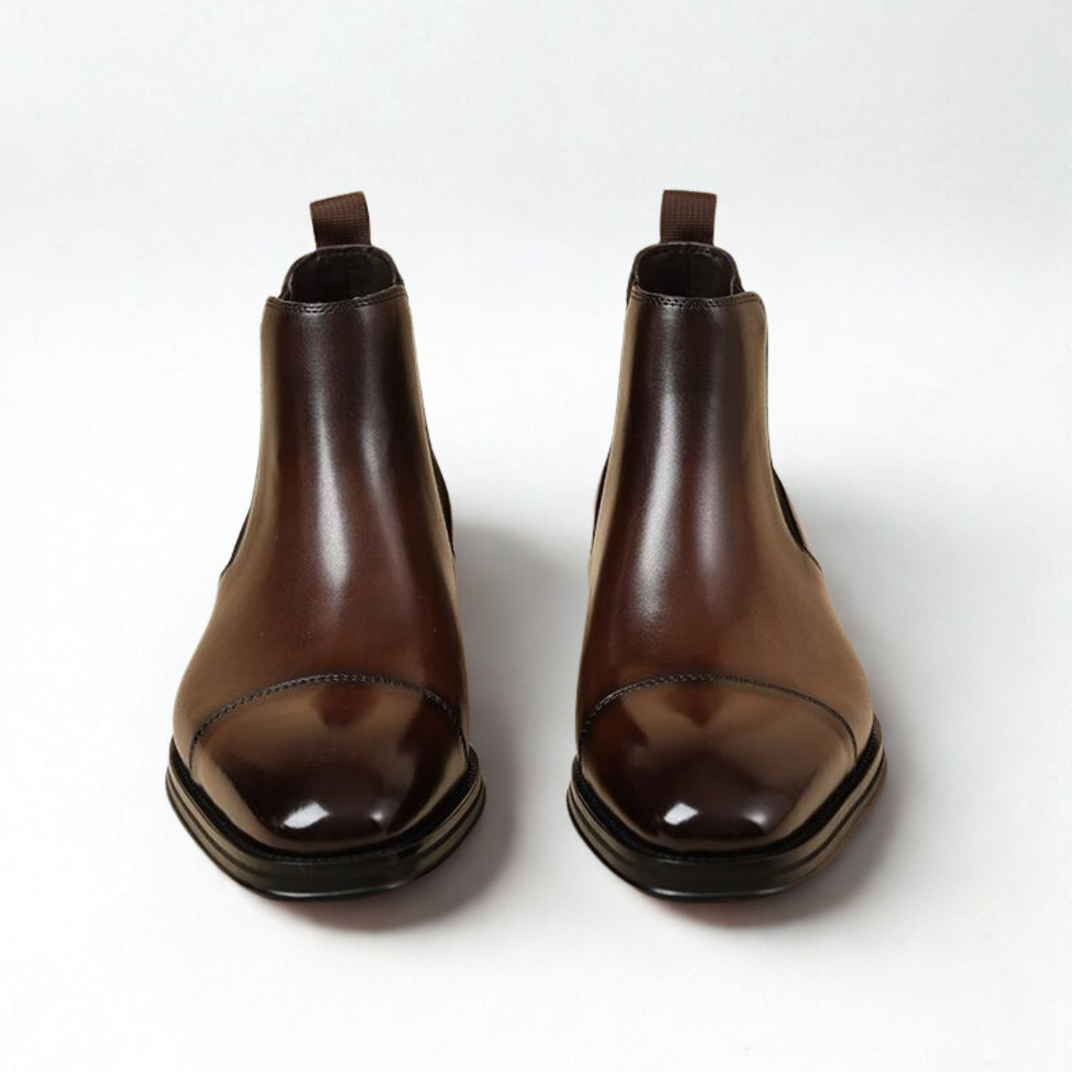 bottines-homme-marron-face-dolcino Bottines Chelsea marron en cuir véritable Dolcino – vue avant