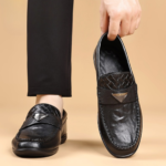 Chaussure en cuir noir confort quotidien