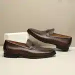 Chaussures classiques homme en cuir marron avec boucle