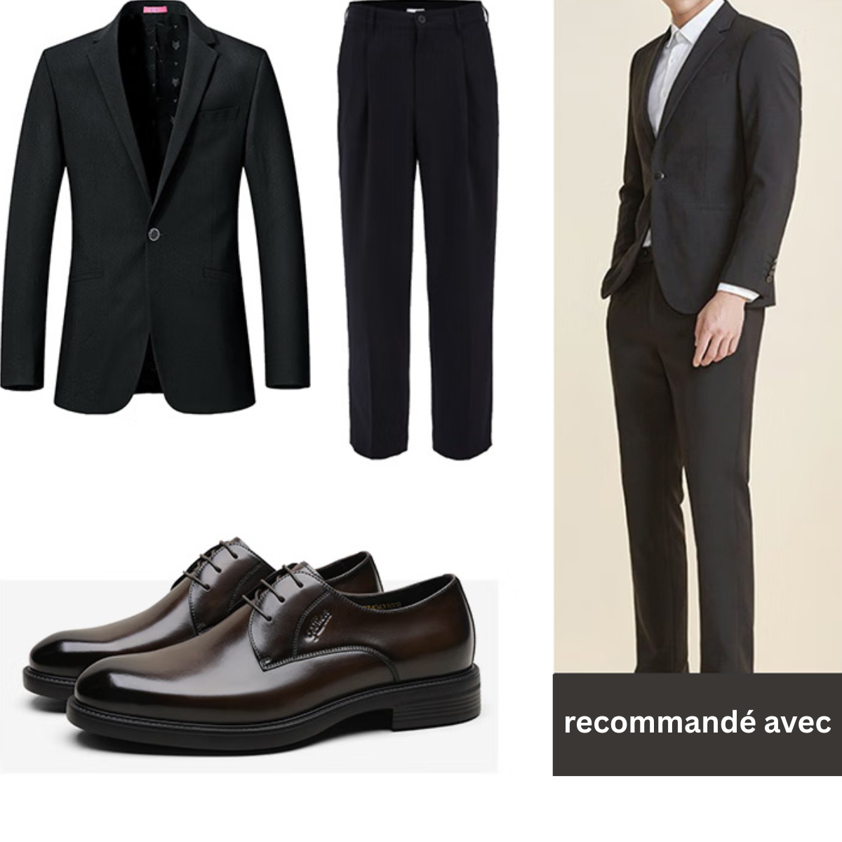 Chaussures Derby cuir marron homme portées avec costume