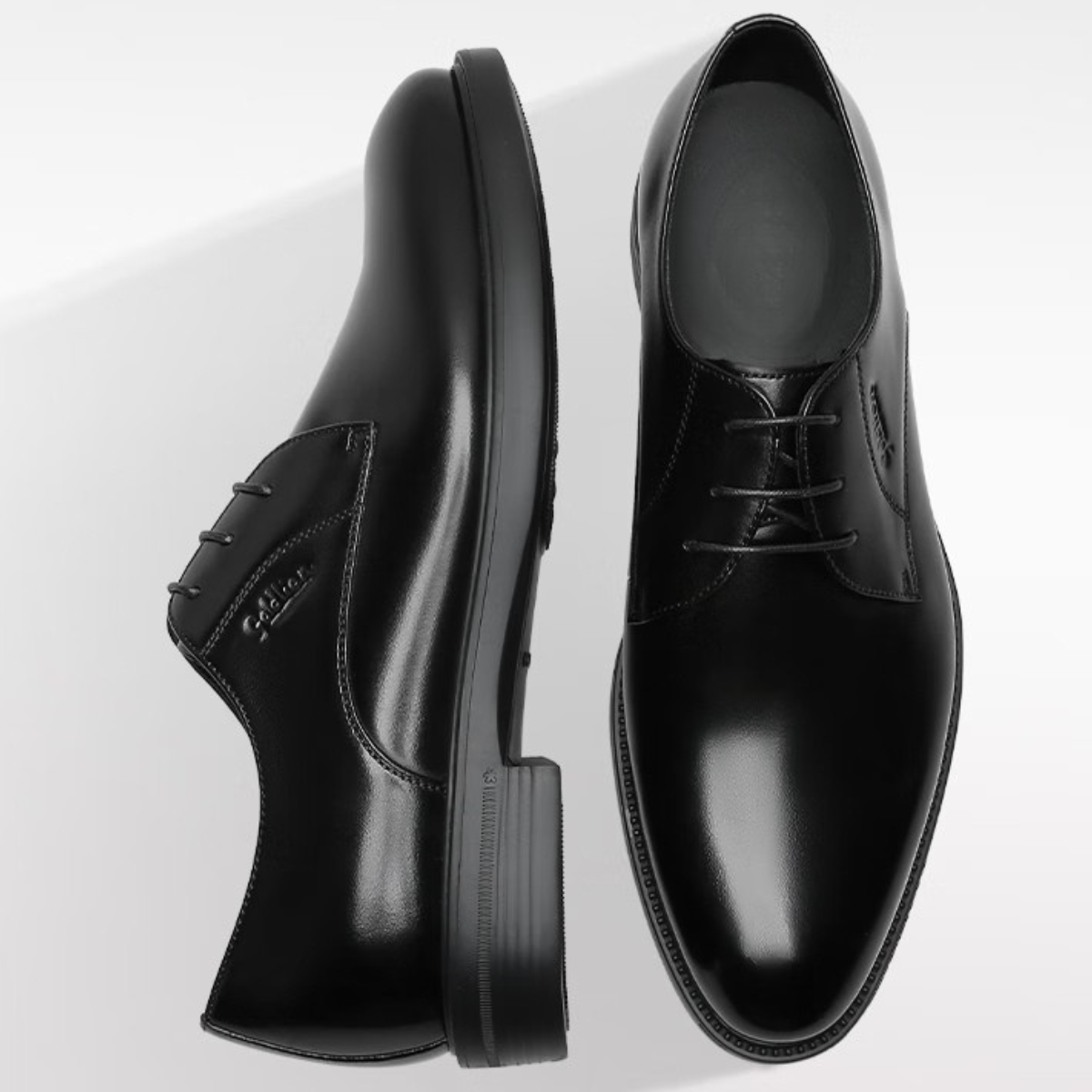 Zoom détail cuir véritable Derby homme noir Dolcino