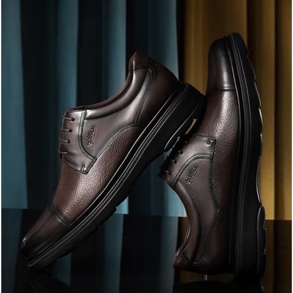 derby-homme-cuir-confort-marron-class Chaussures derby homme cuir véritable noir confort semelle épaisse
