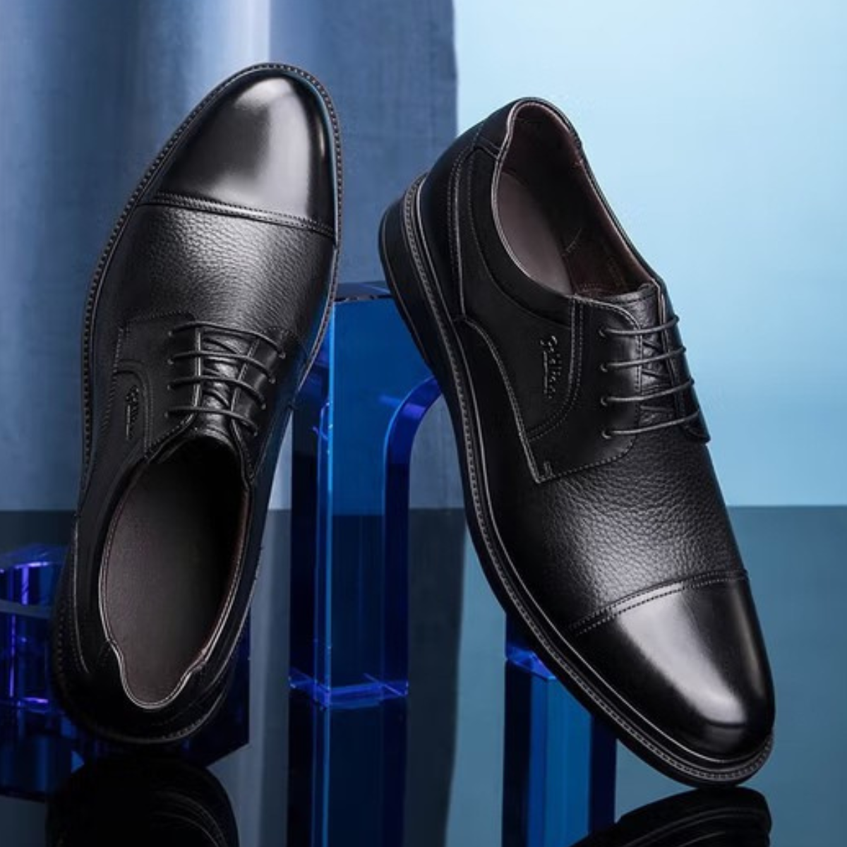 derby-homme-cuir-confort-noir Chaussures derby homme cuir véritable marron confort semelle épaisse