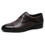 Derby homme cuir marron classique – vue de profil