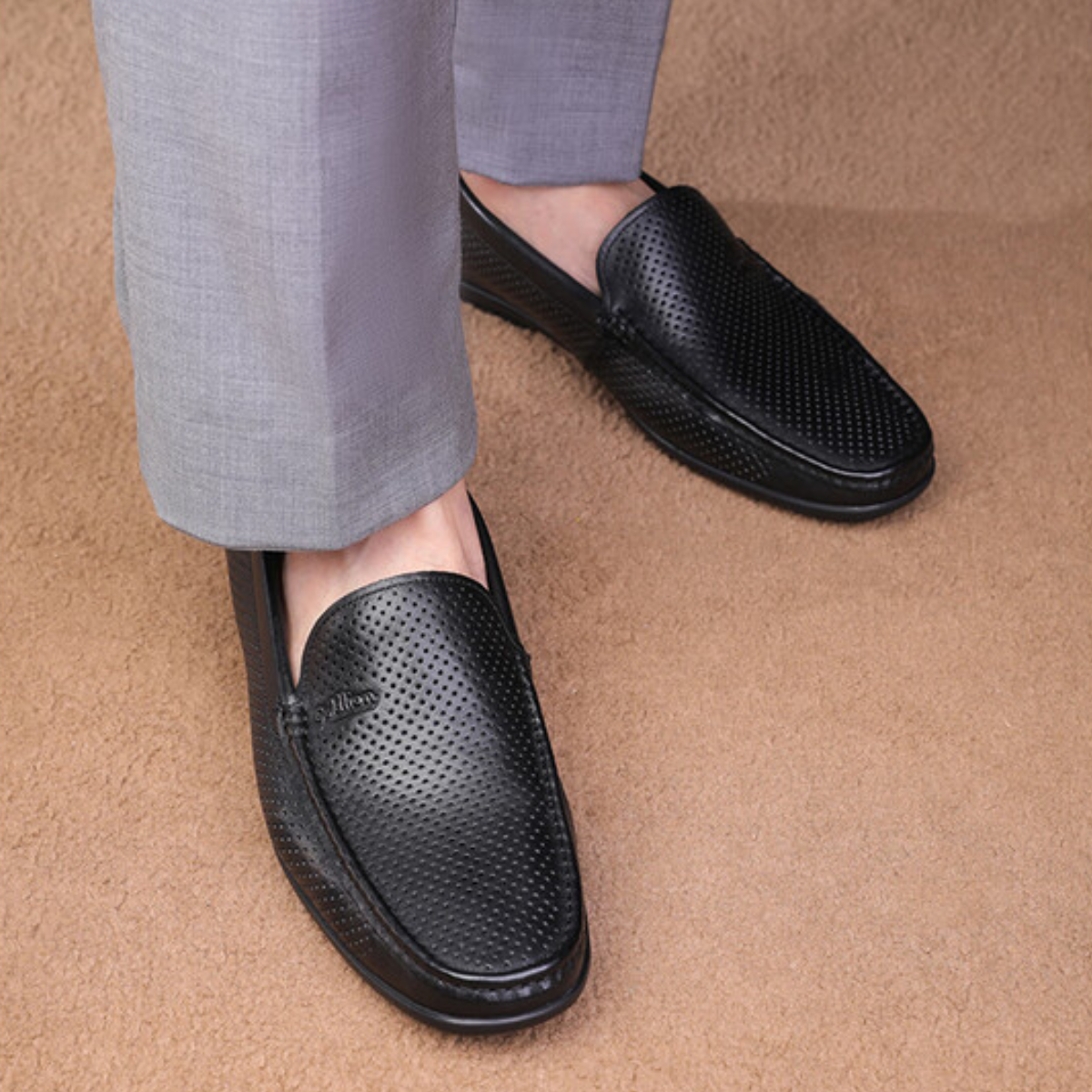 mocassin-cuir-noir-confort-homme-dolcino Mocassin cuir noir confort homme Dolcino