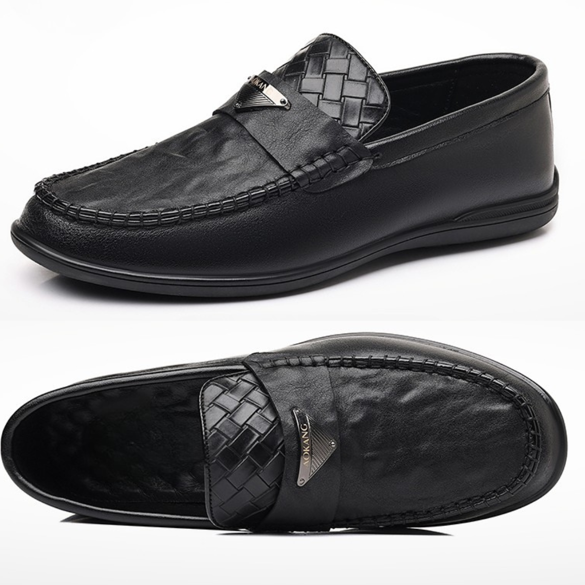 mocassin-cuir-noir-dolcino-style-business style business chic