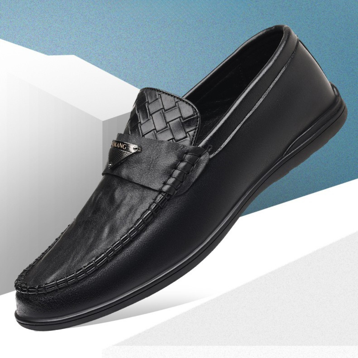 mocassin-cuir-noir-dolcino-style Mocassin cuir noir style business chic