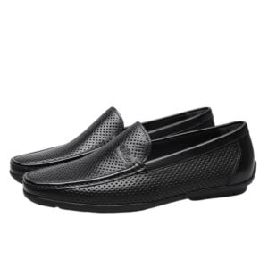 Mocassin homme cuir noir perforé Dolcino – élégance et confort