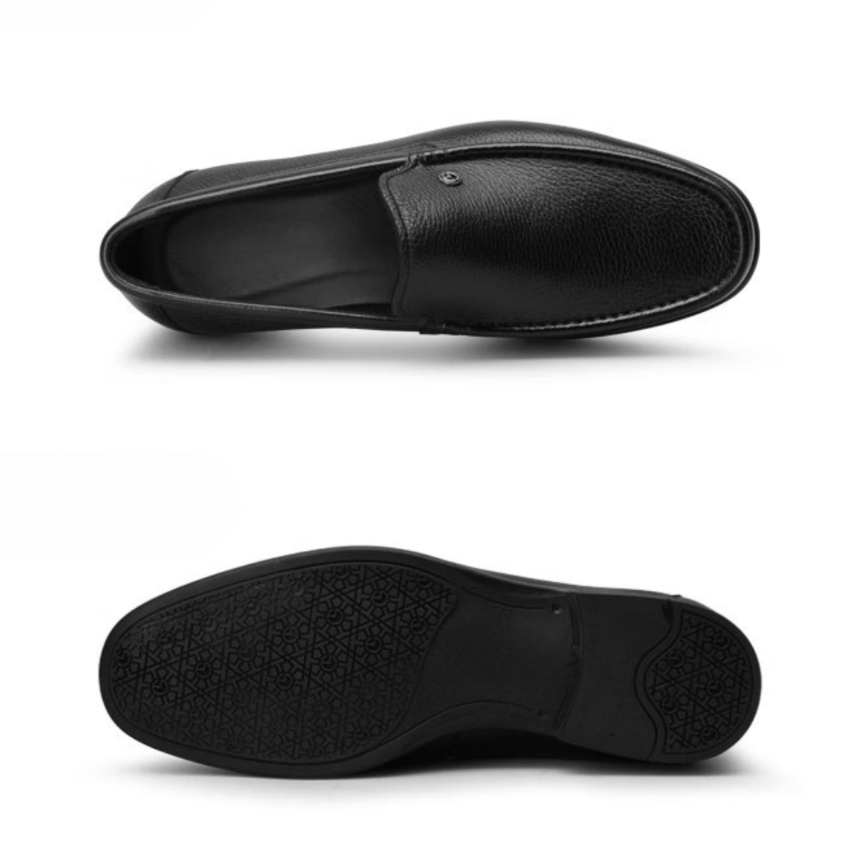 mocassin-homme-cuir-noir-vue-dessus chaussure habillée noire antidérapante