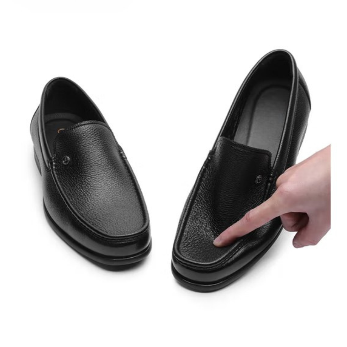 mocassin-homme-cuir-noir-vue-laterale chaussures homme en cuir noir élégant