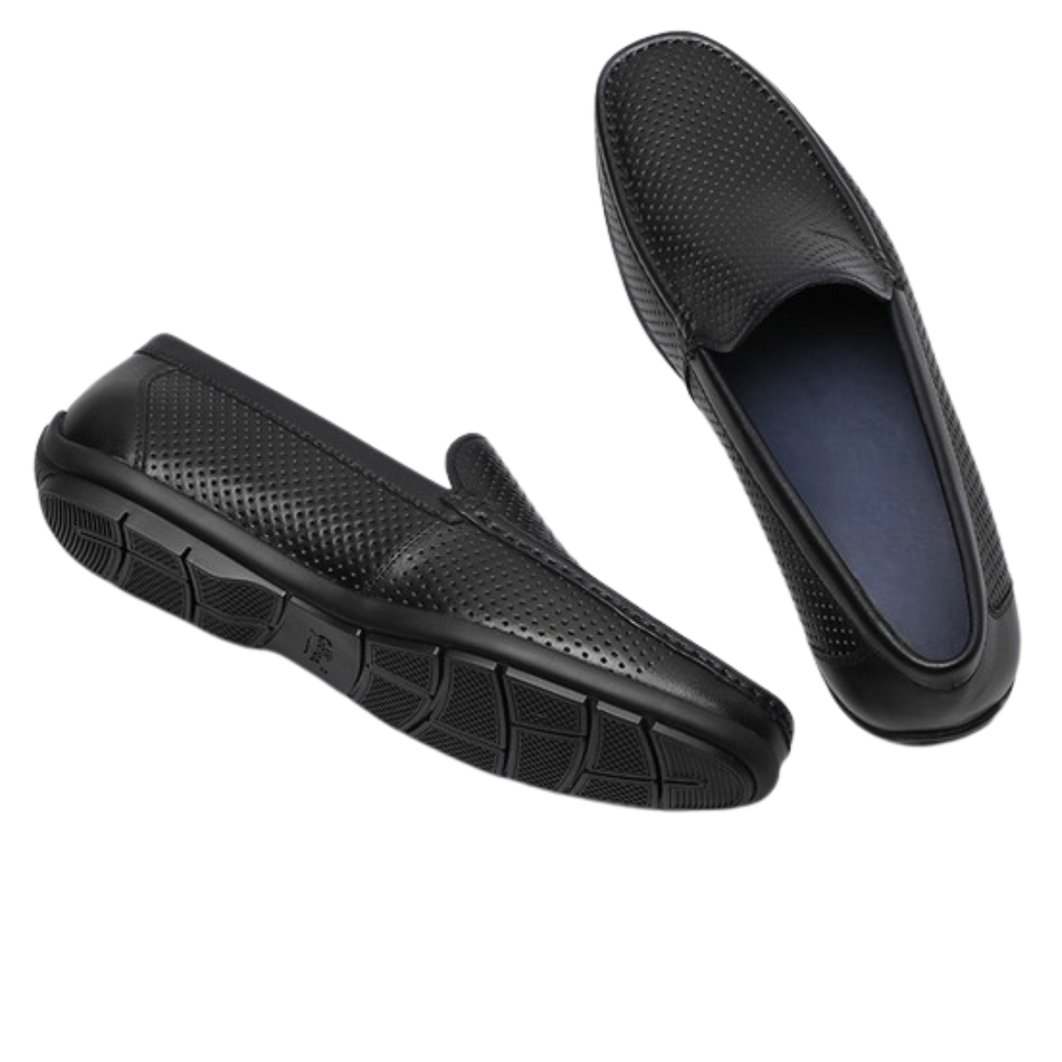 mocassin-noir-cuir-homme-dolcino-vue-arriere vue latérale mocassin cuir noir Dolcino