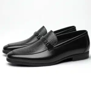 Mocassins homme cuir avec boucle noir – élégance classique