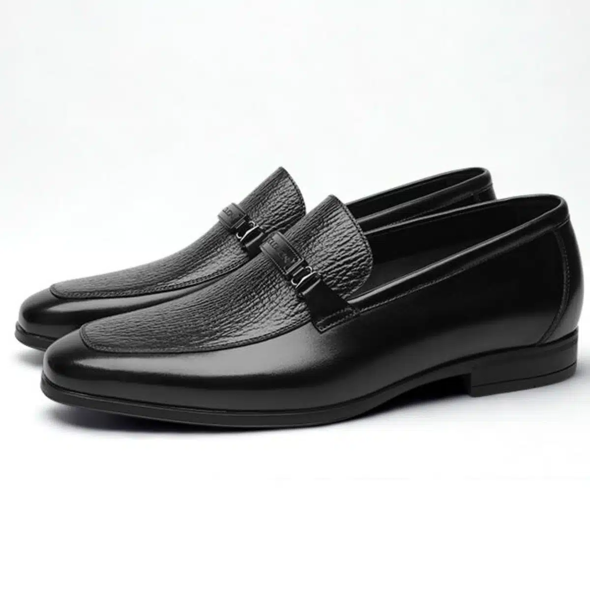 Mocassins homme cuir avec boucle noir – élégance classique