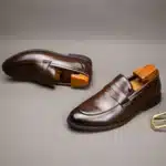 Mocassins homme en cuir marron véritable