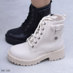 Bottines tendance femme en cuir beige Dolcino automne hiver