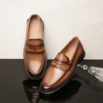 Chaussure homme en cuir camel véritable Dolcino avec finition soignée