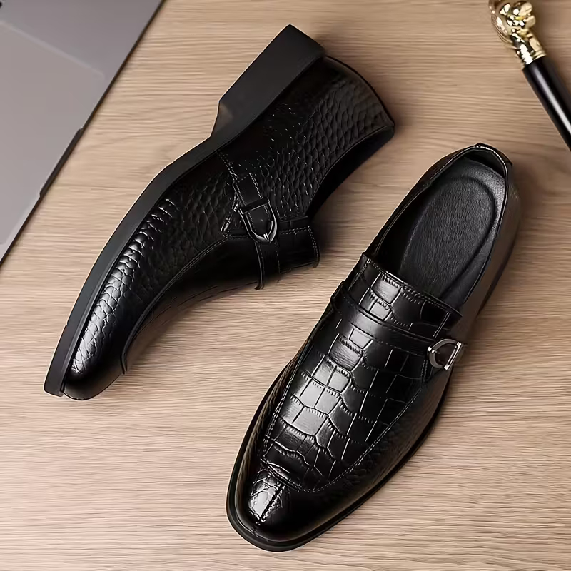 chaussure-homme-noir-cuir-veritable-croco-dolcino Chaussure homme Dolcino en cuir véritable noir finition croco