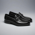 Mocassin noir élégant en cuir véritable pour homme