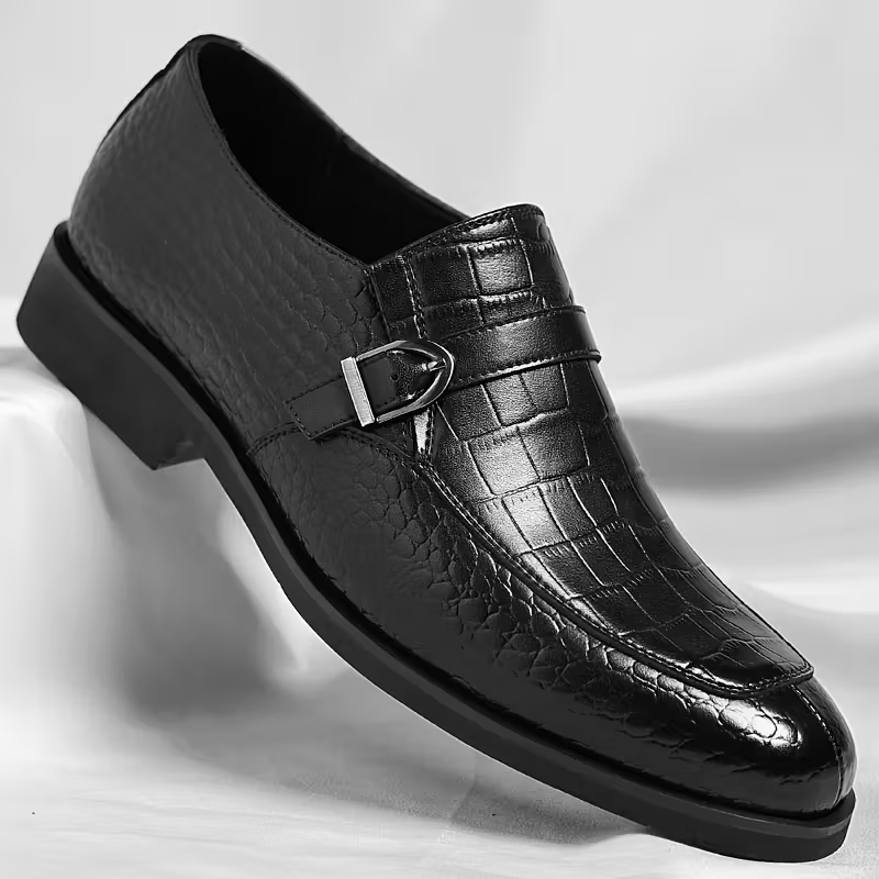 mocassin-homme-cuir-veritable-noir-effet-croco-dolcino Mocassin homme en cuir véritable noir effet croco Dolcino élégant